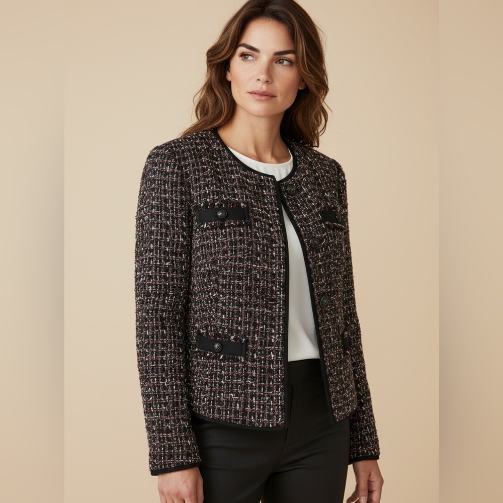 TALBOTS ladies Tweed jacket, long sleeve button down size 10 excellent condition
